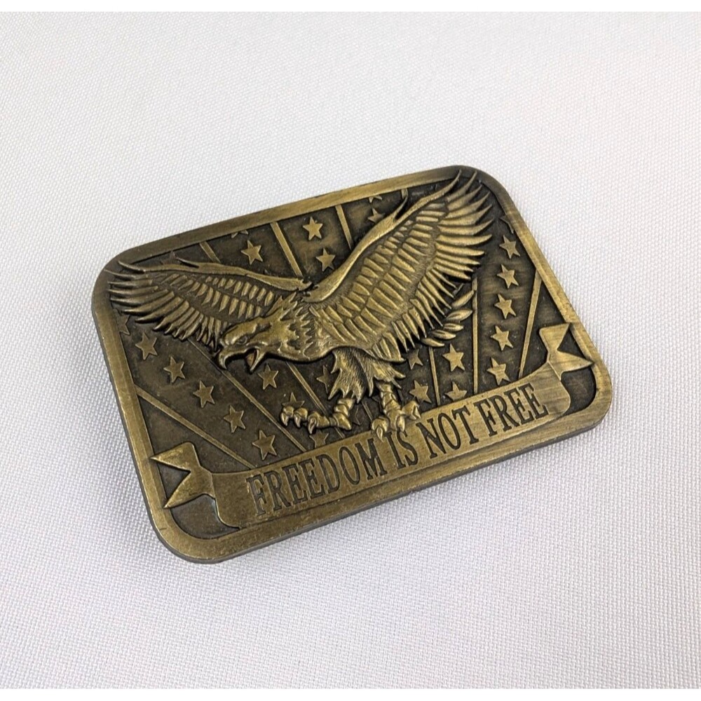 Freedom Is Not Free Eagle USA Belt Buckle 2x3 2014 Sponsor Brass